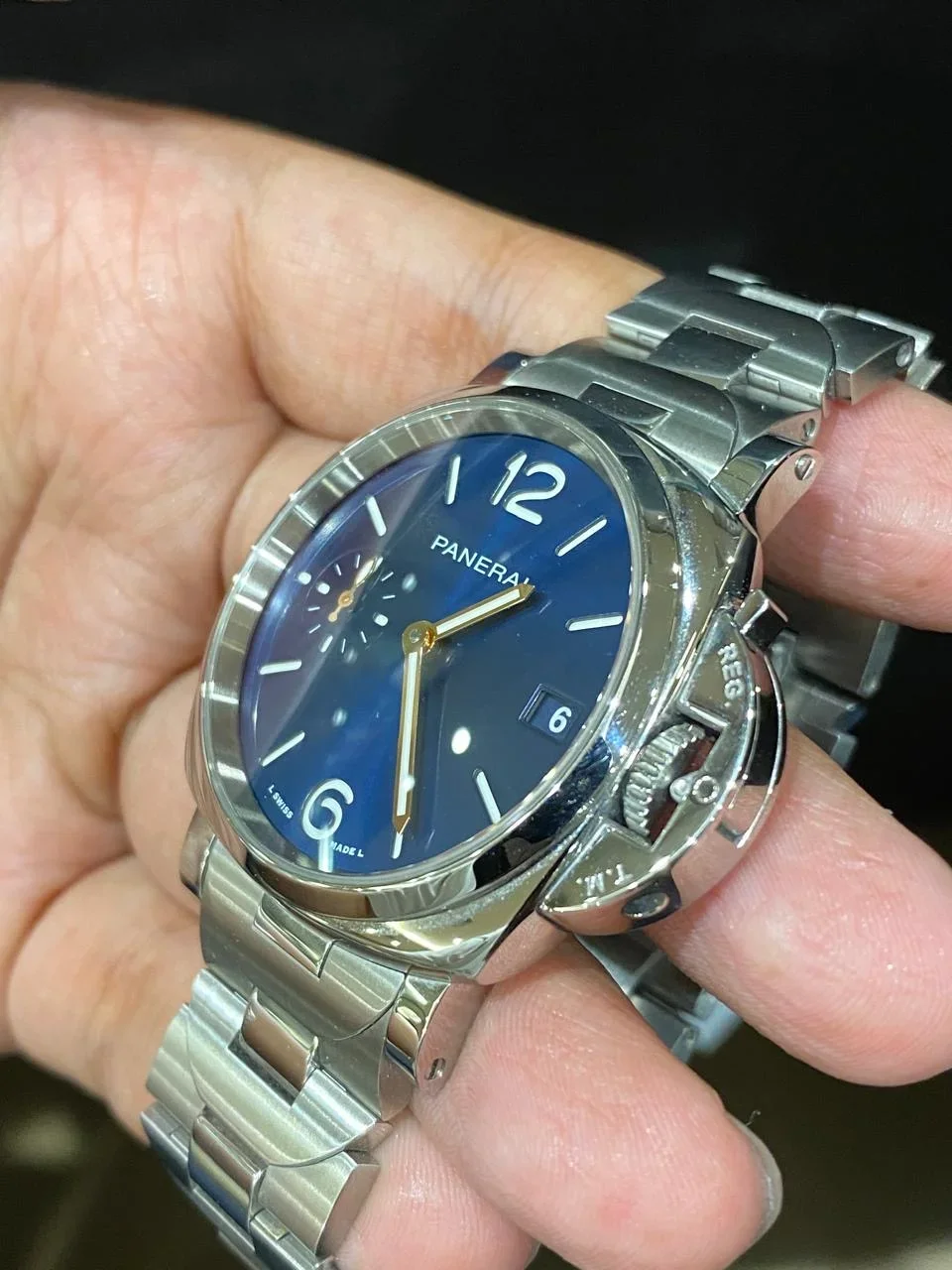 Thumb Luminor Due 38 Automatic Stainless Steel / Blue / Bracelet