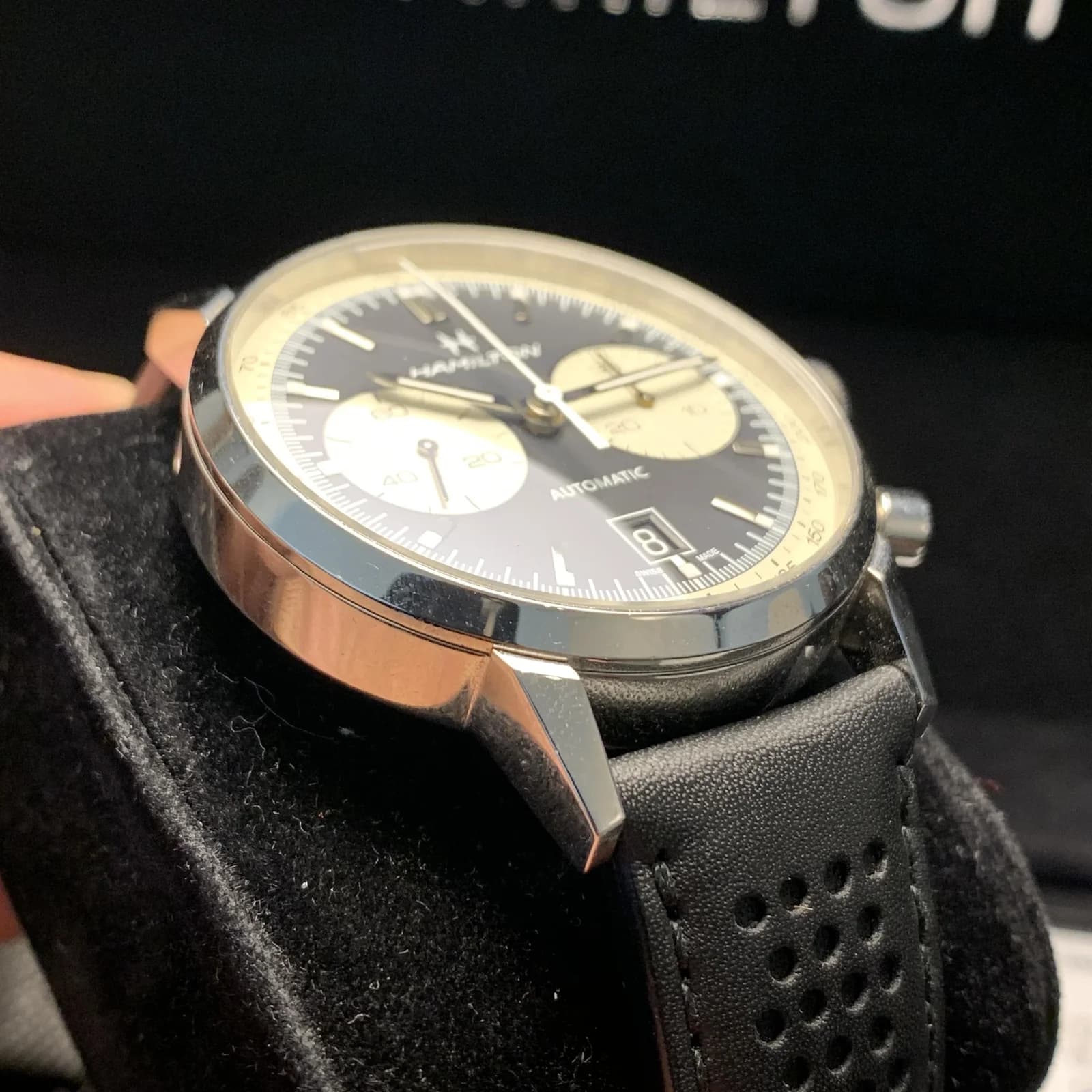 Thumb Intra-Matic 68 Auto Chrono Stainless Steel / Black / Strap