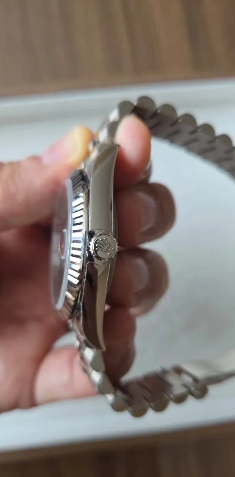 Thumb Day-Date 40 White Gold / Green - Roman