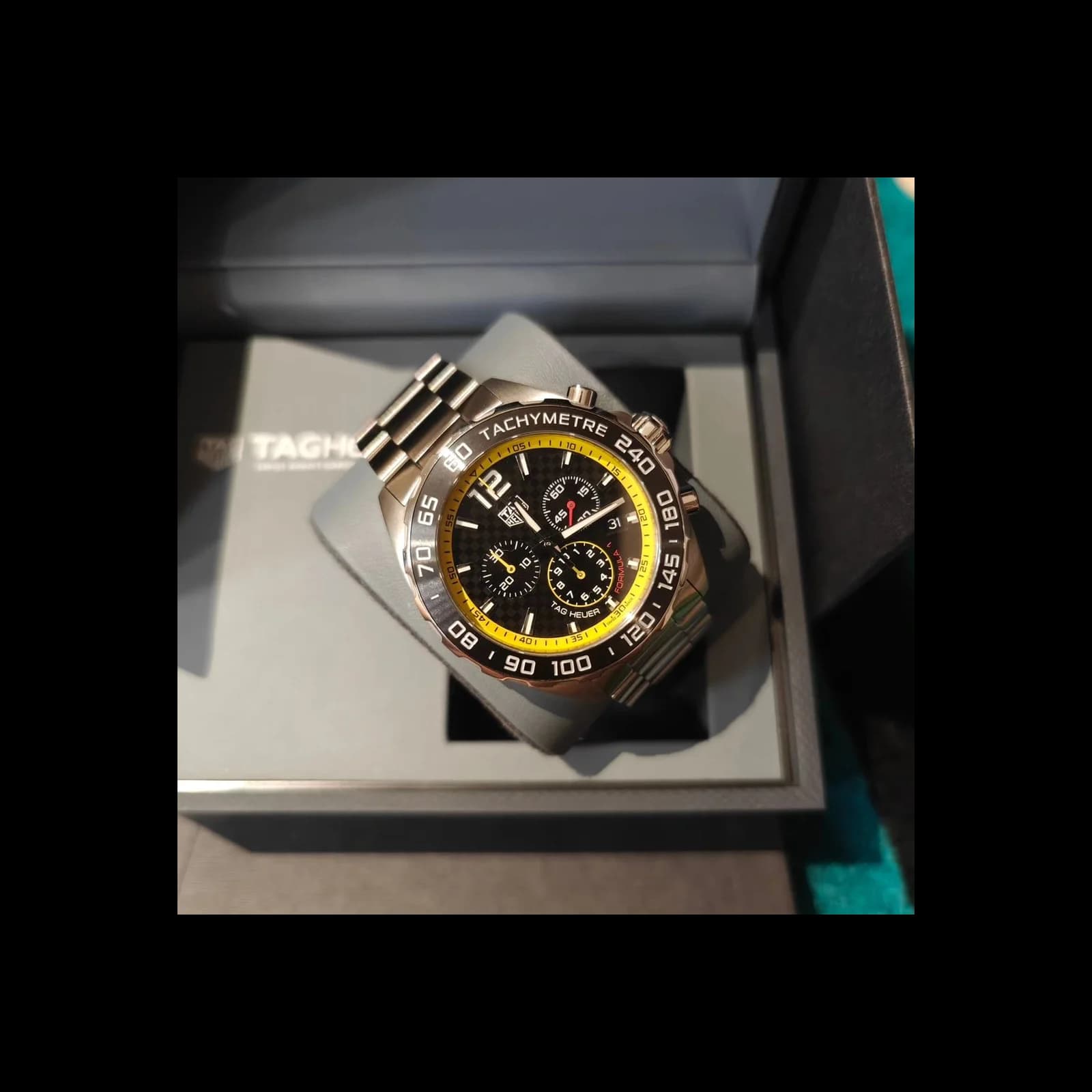 Thumb Formula 1 Chronograph Quartz Stainless Steel / Carbon - Yellow / Bracelet