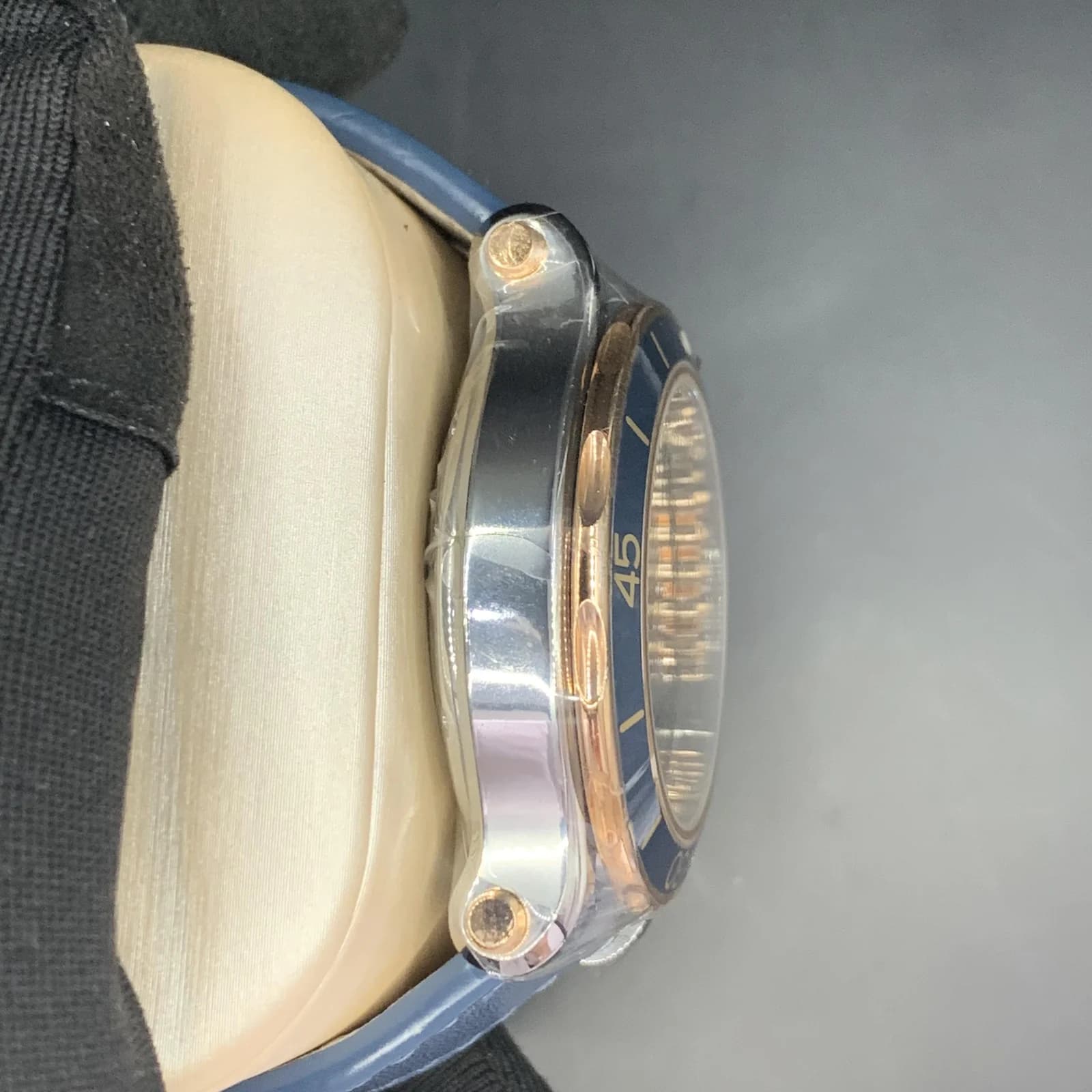 Thumb Happy Sport Ocean Ethical 18K Rose Gold & Steel Blue Grey Dial