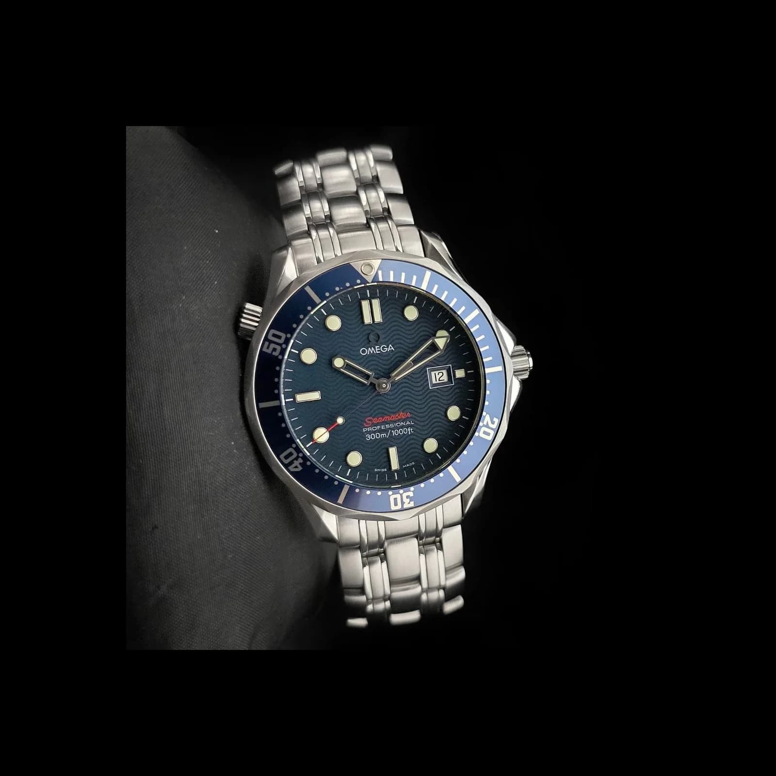 Thumb Seamaster Diver 300M Quartz 41 Stainless Steel / Blue / Bracelet