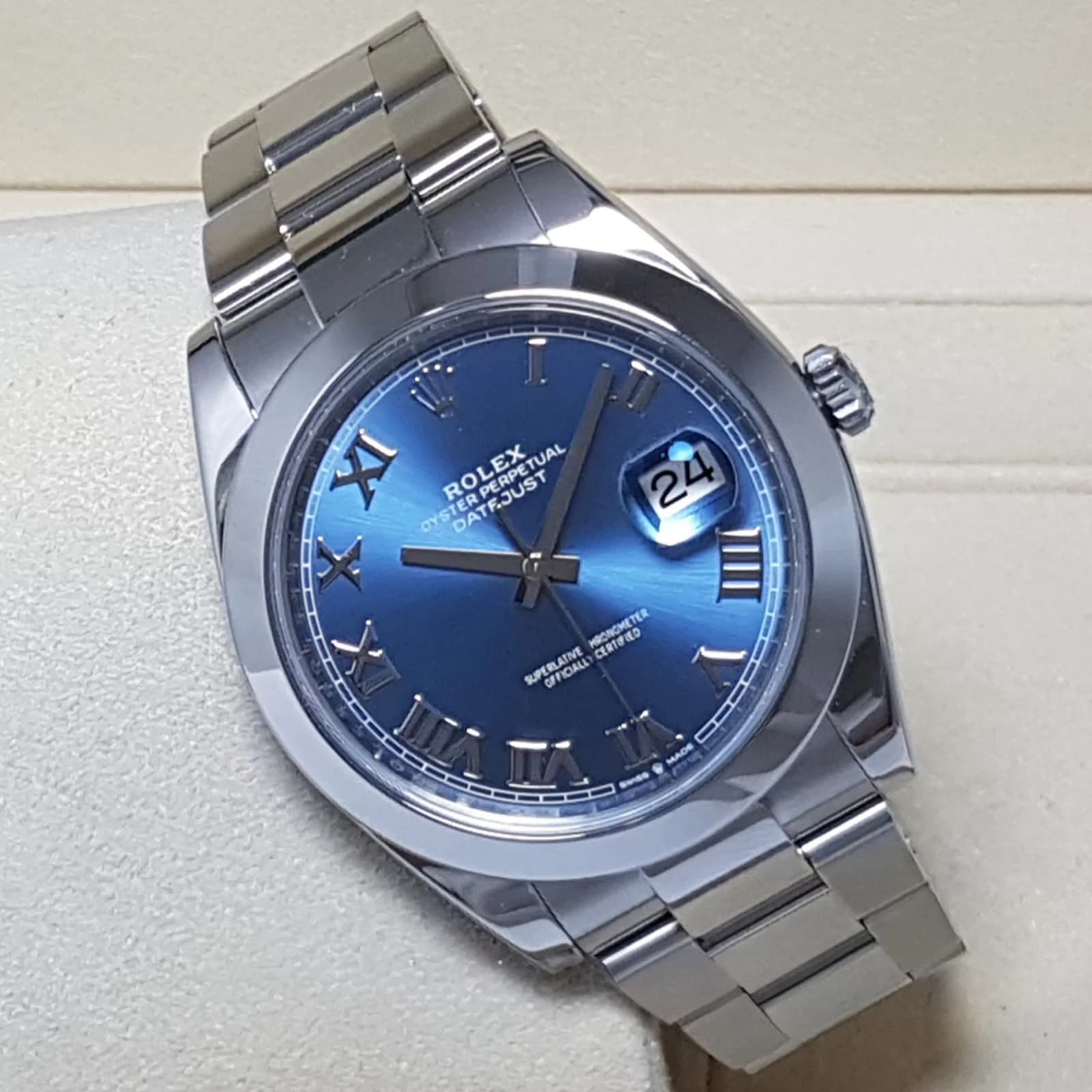 Thumb Datejust 41 Stainless Steel Smooth / Oyster / Blue Roman