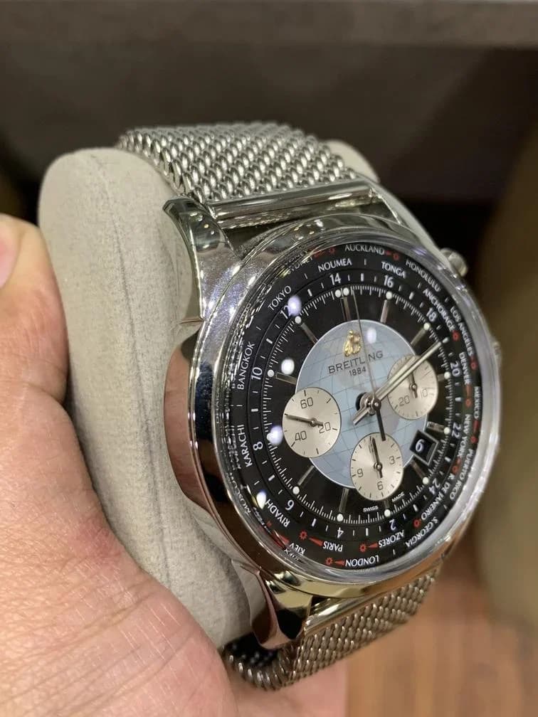 Thumb Transocean Chronograph Unitime Stainless Steel / Black / Milanese