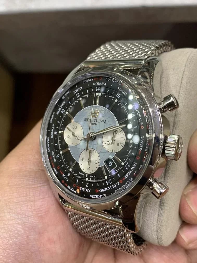 Thumb Transocean Chronograph Unitime Stainless Steel / Black / Milanese