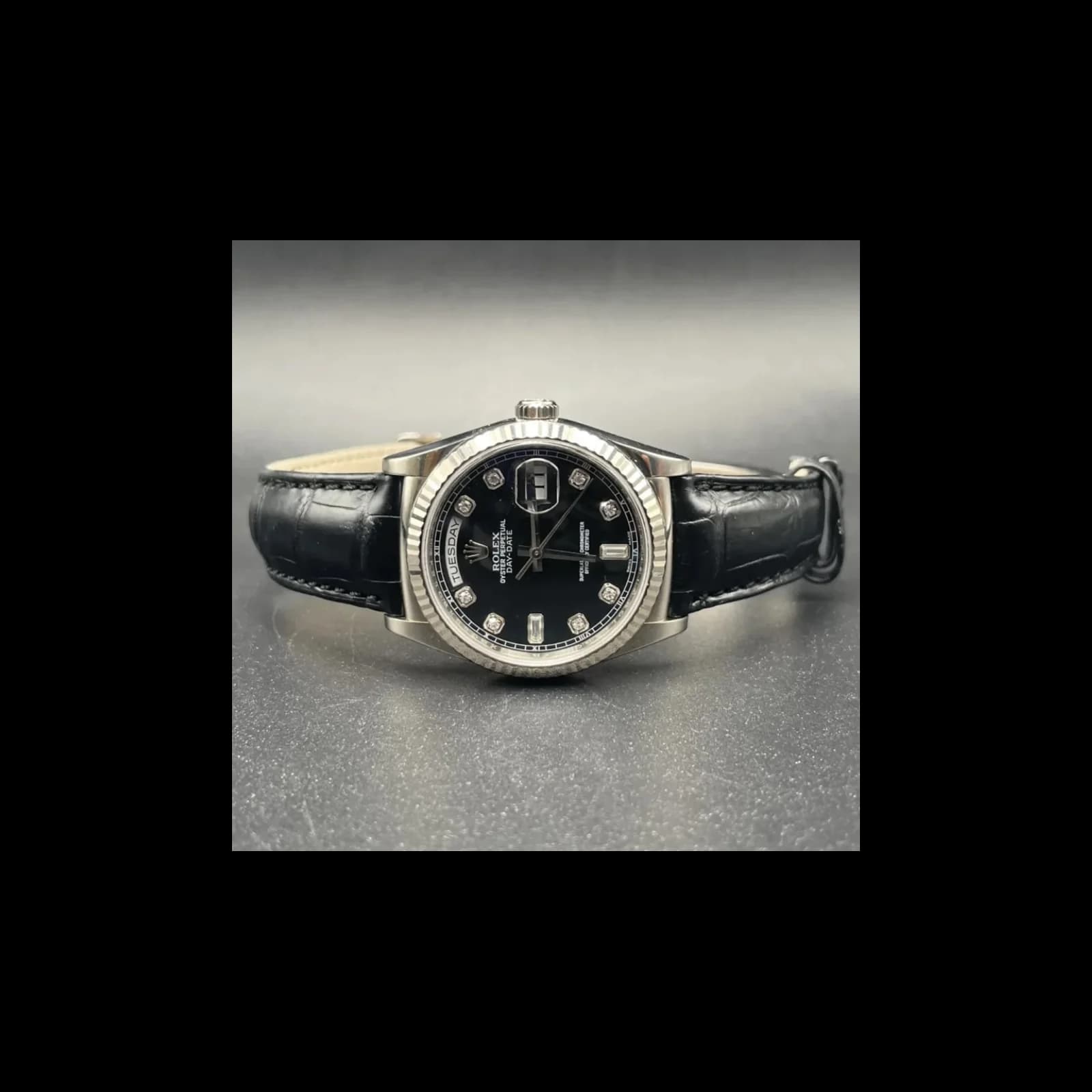 Thumb Day-Date 36 White Gold / Diamond / Strap / Black