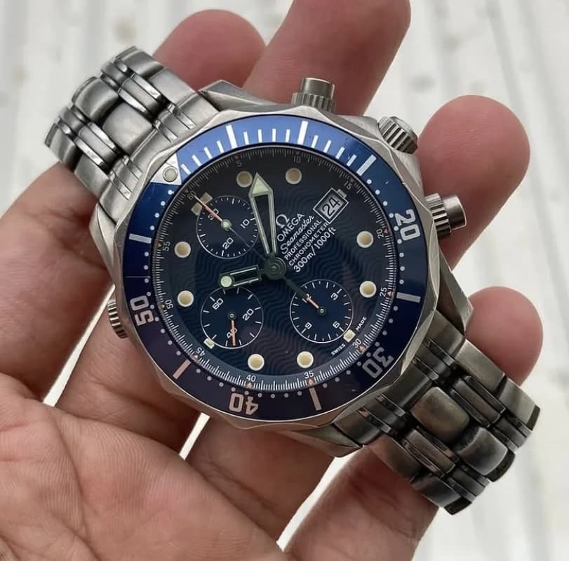 Thumb Seamaster Diver 300M Automatic 41.5 Chronograph Titanium / Blue / Bracelet