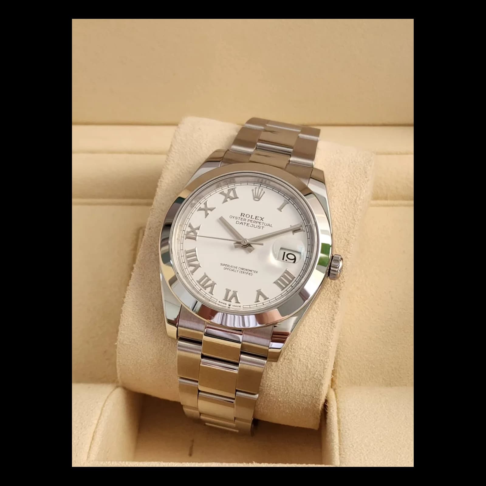Thumb Datejust 41 Stainless Steel Smooth / Oyster / White Roman