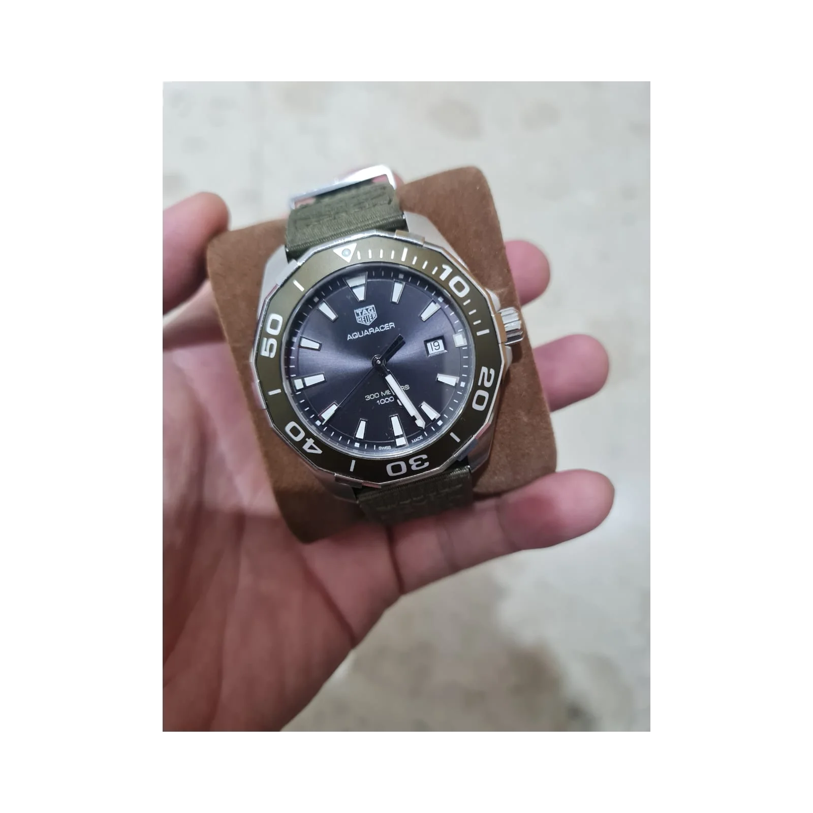 Thumb Aquaracer 300M Quartz 43 Stainless Steel / Green / Military / Strap