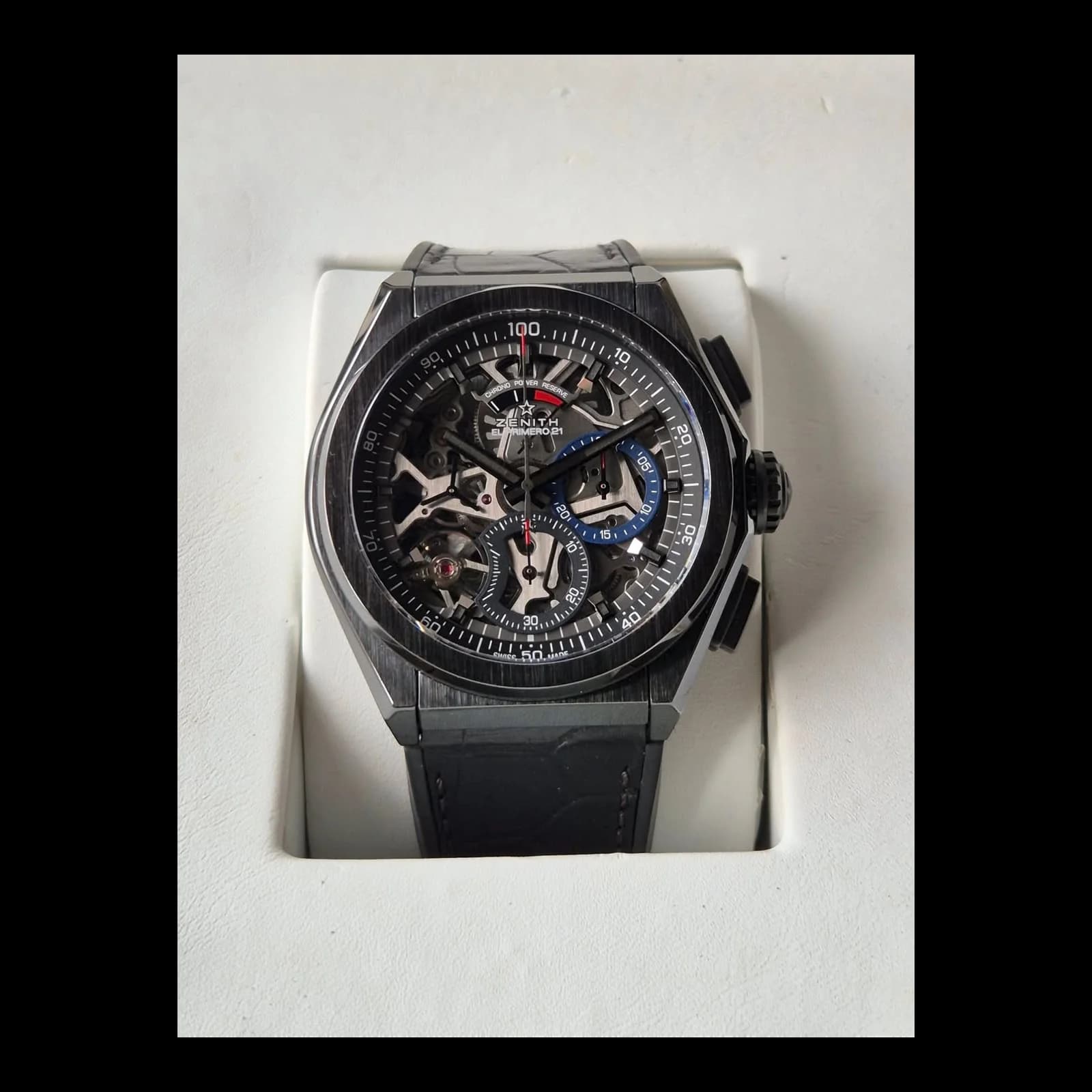 Thumb Defy El Primero 21 Black Ceramic / Skeleton / Alligator