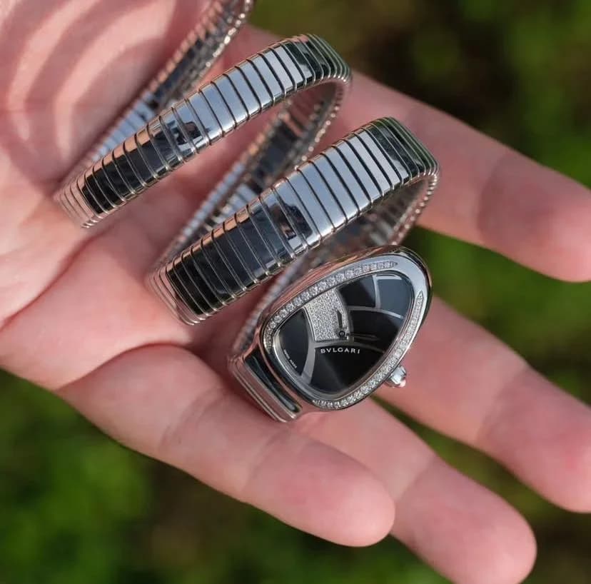Thumb Serpenti 2 Row Stainless Steel / Black Diamond