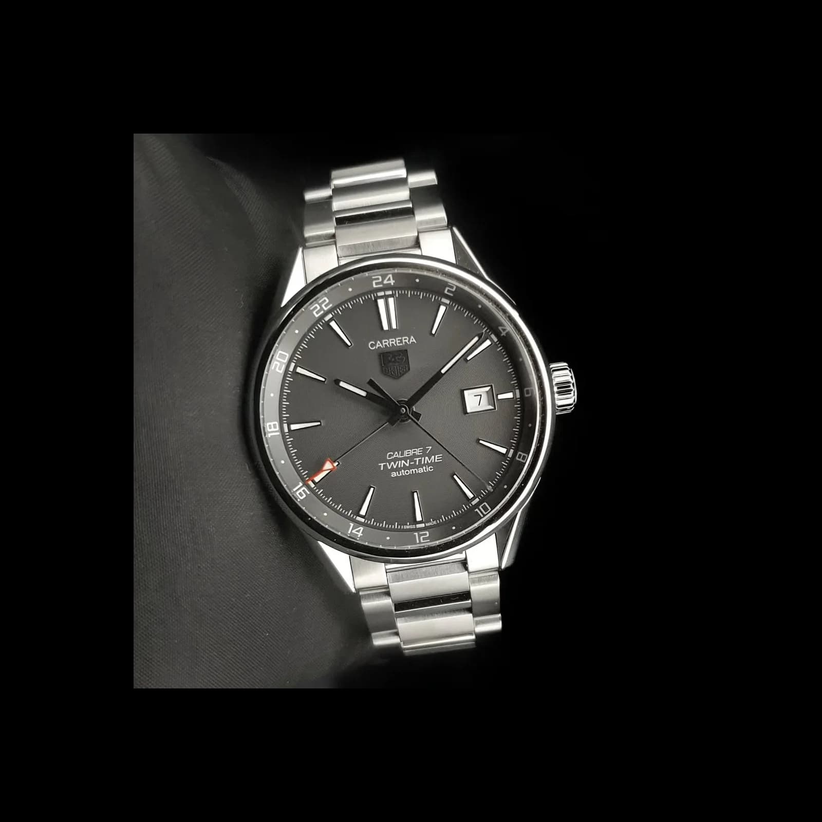 Thumb Calibre 7 Twin Time Stainless Steel / Grey / Bracelet