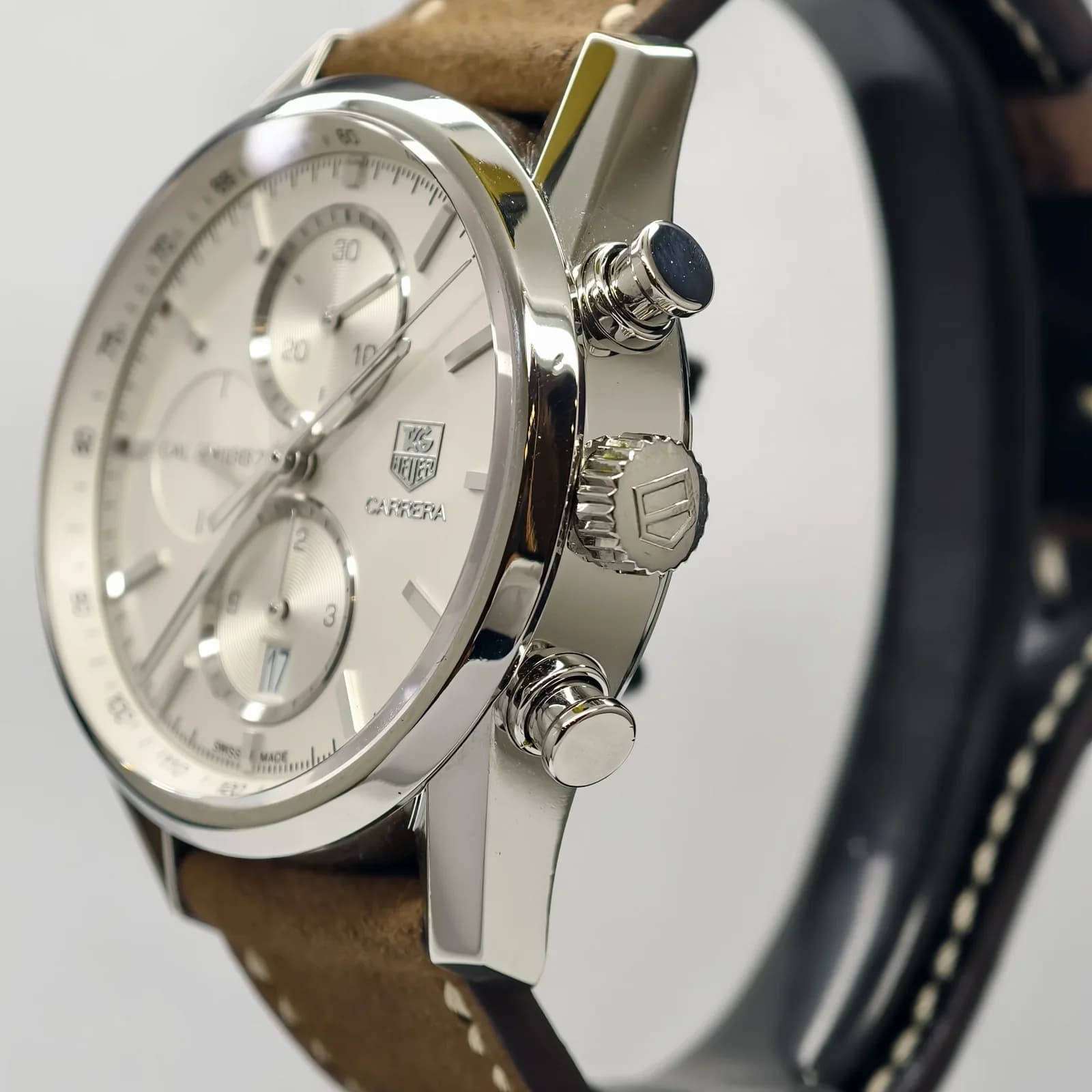 Thumb Carrera Calibre 1887 41 Stainless Steel / Silver / Alligator