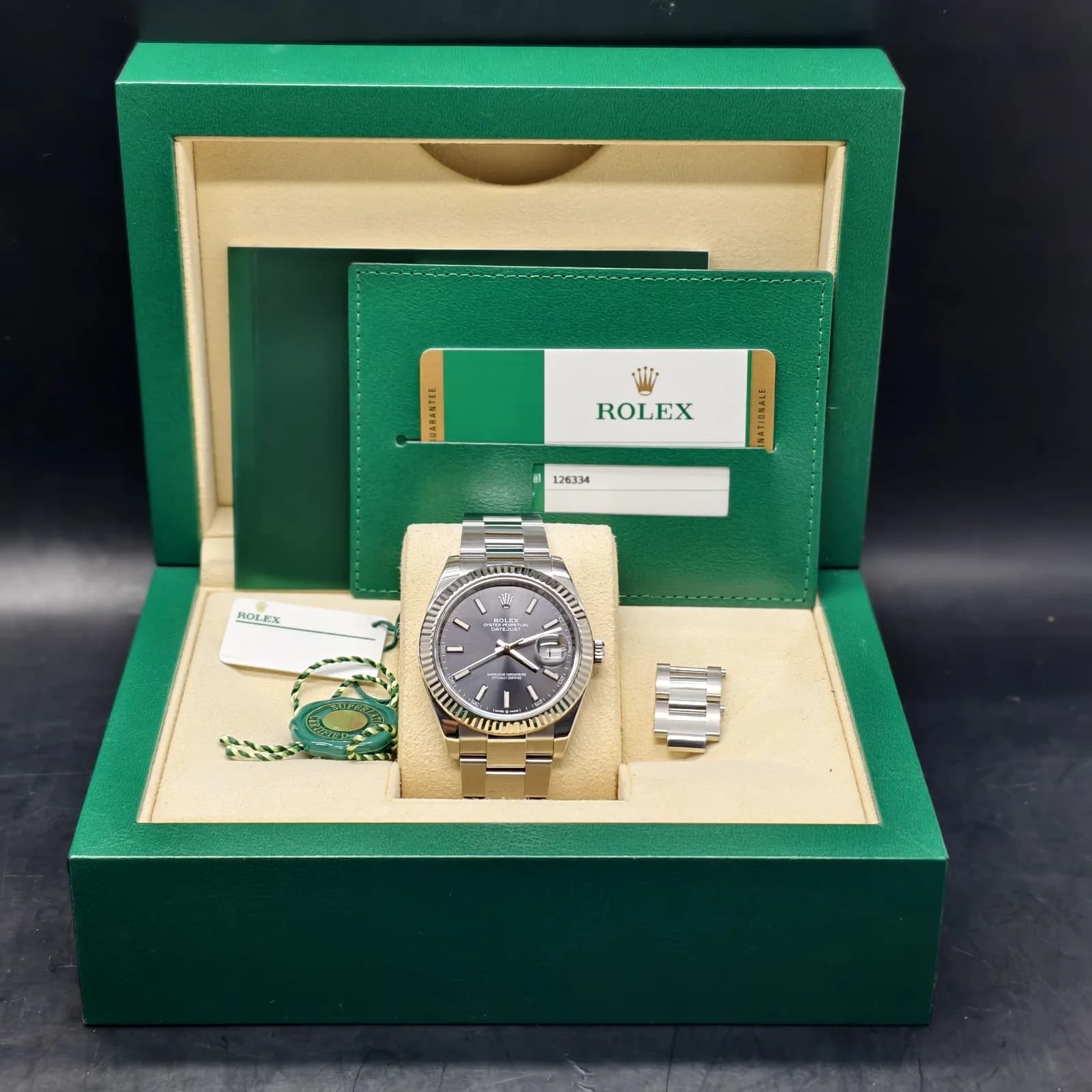 Thumb Datejust 41 Stainless Steel Fluted / Oyster / Dark Rhodium