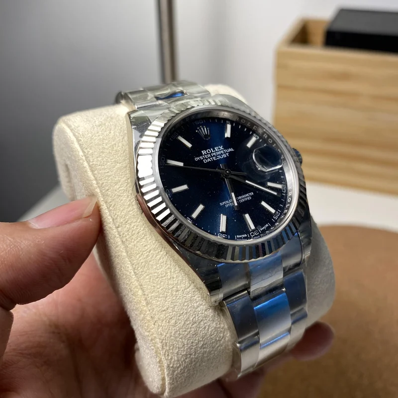 Thumb Datejust 41 Stainless Steel Fluted / Oyster / Blue