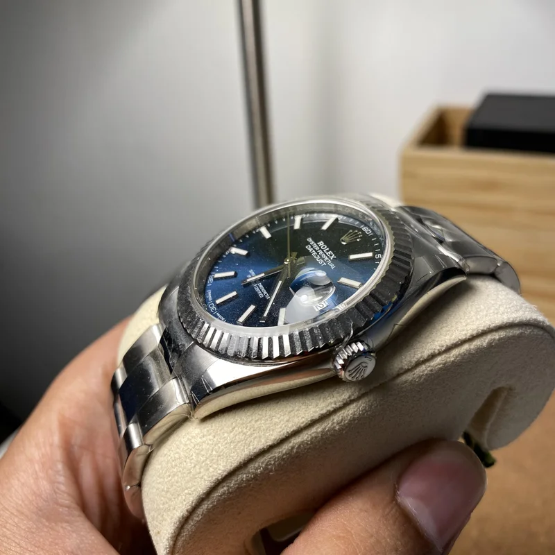 Thumb Datejust 41 Stainless Steel Fluted / Oyster / Blue