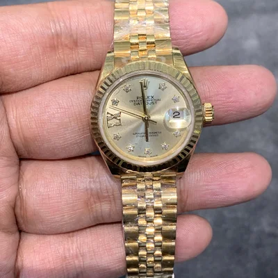 Lady-Datejust 28 Yellow Gold Fluted / Jubilee / Champagne Diamond