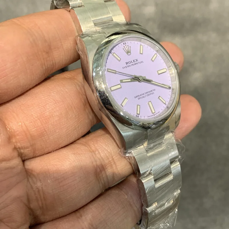 Thumb Oyster Perpetual 34 Stainless Steel / Lavender