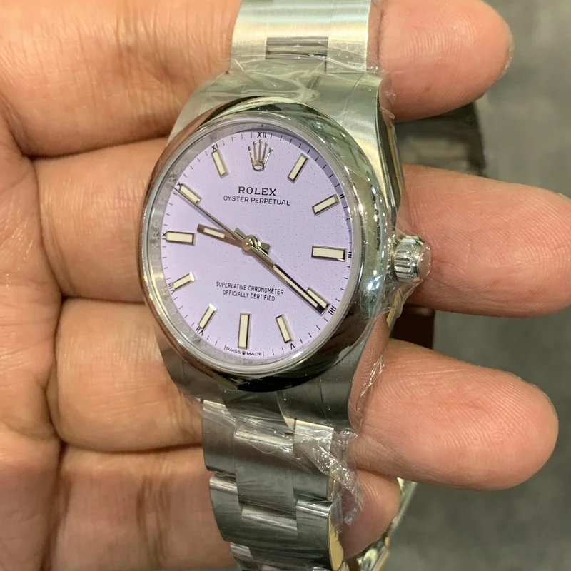 Thumb Oyster Perpetual 34 Stainless Steel / Lavender
