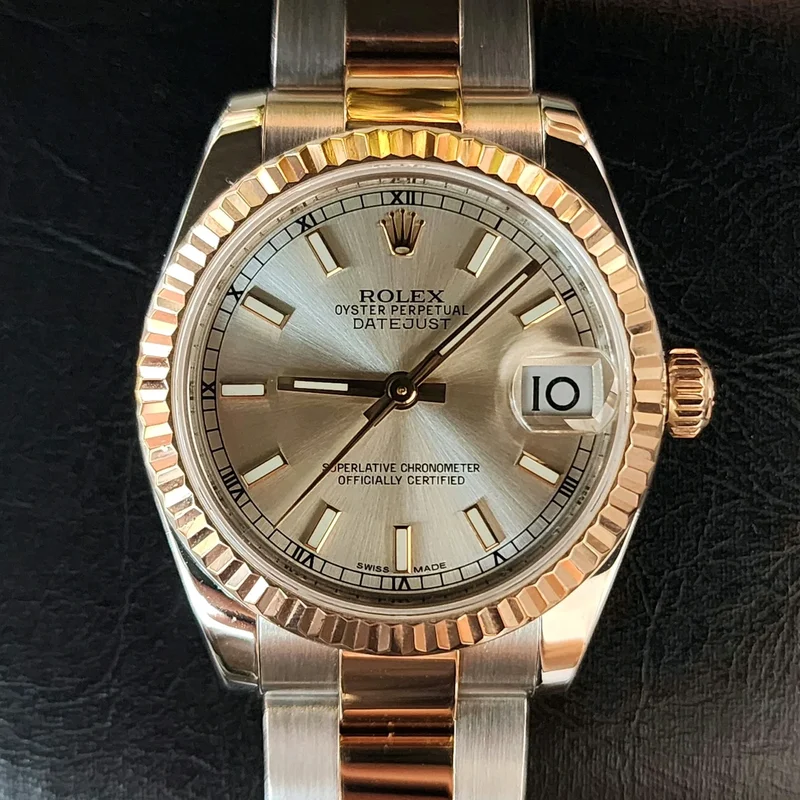Datejust 31 Rolesor Everose Fluted / Oyster / Silver