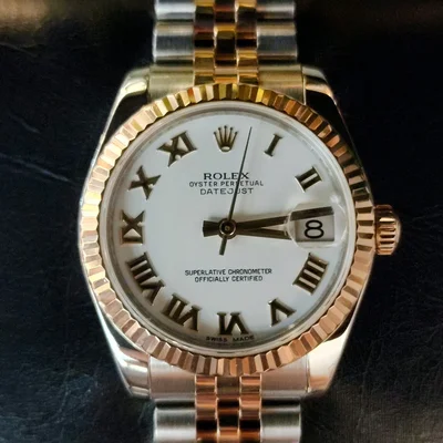 Datejust 31 Rolesor Everose Fluted / Jubilee / White Roman