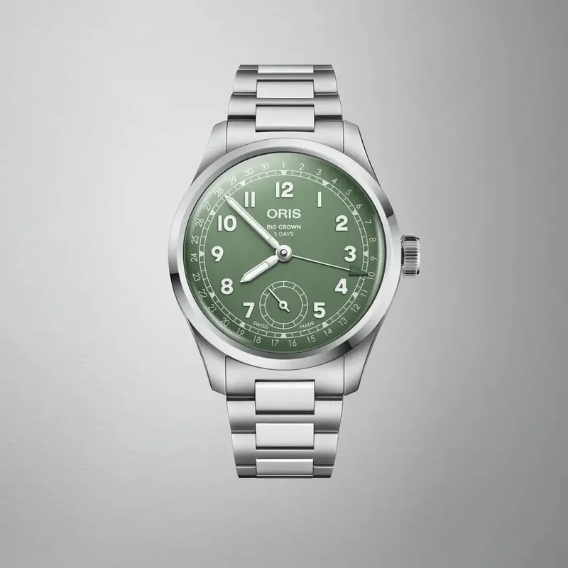 Big Crown Pointer Date Calibre 403 Stainless Steel / Green / Bracelet