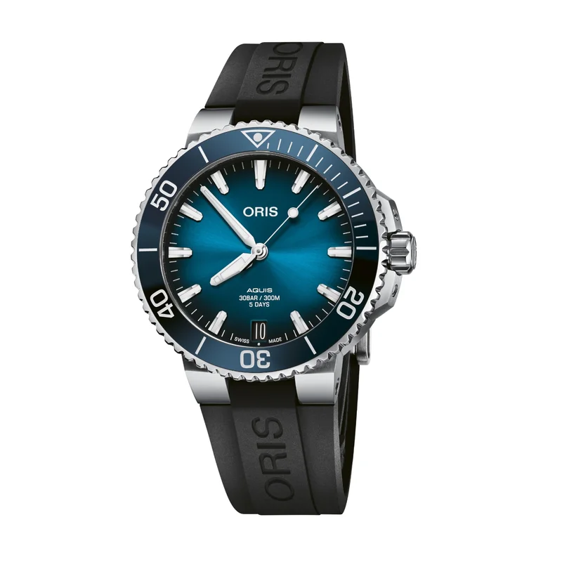 Aquis Date Calibre 400 41.5 Stainless Steel / Blue / Rubber
