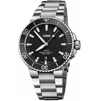 Aquis Date 43.5 Stainless Steel / Black / Bracelet