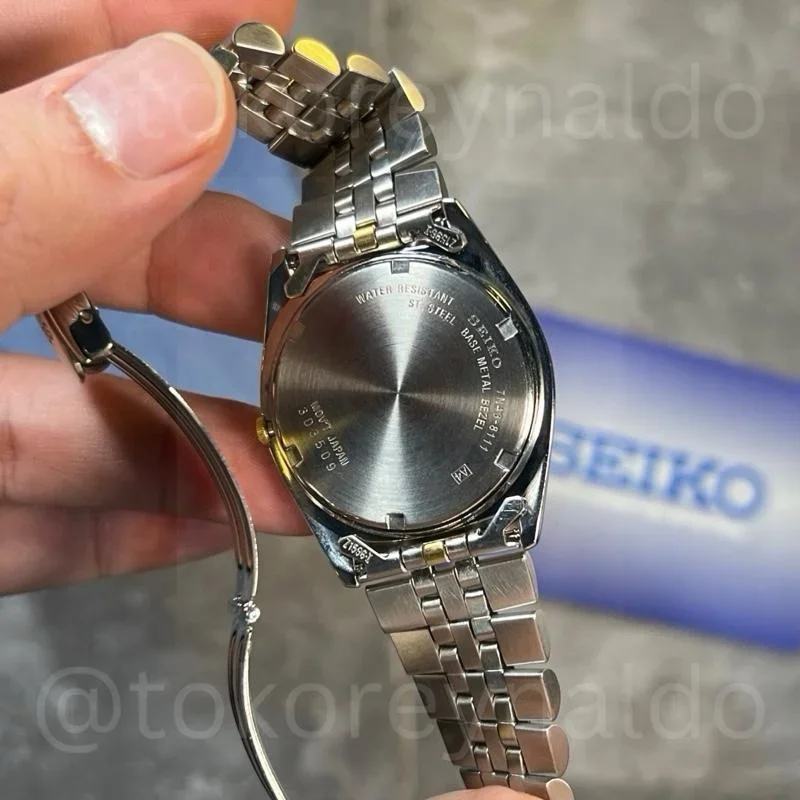 Thumb Seiko "FedEx Safe Driver" Day-Date 7N43 Two-Tone Fluted Bezel Gold Textured Dial (LX1657)