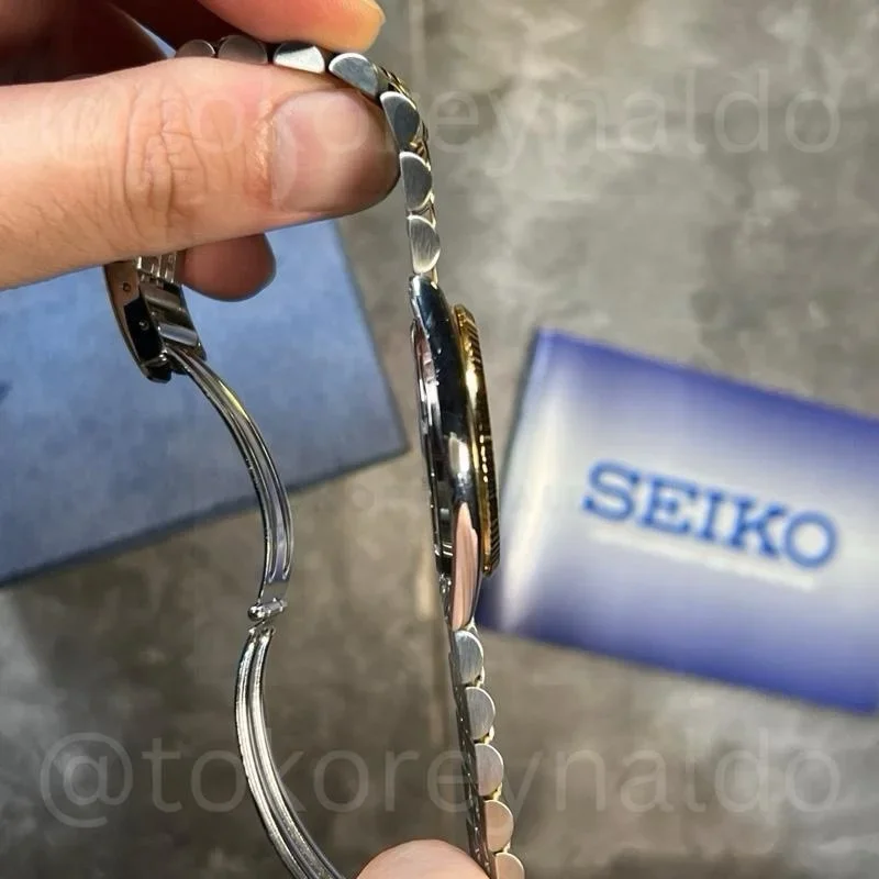 Thumb Seiko "FedEx Safe Driver" Day-Date 7N43 Two-Tone Fluted Bezel Gold Textured Dial (LX1657)