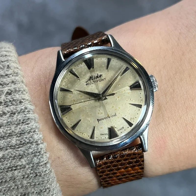 Mido Multifort Powerwind Rare Large Size Cream Pattern Dial LX2403