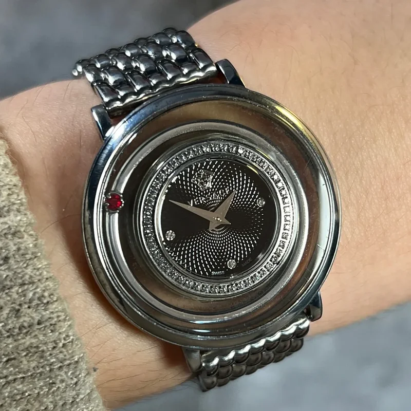 Versace Venus A9Q VFH Stainless Steel Black Dial with Diamond & Red Blazing Topaz (LX2166)