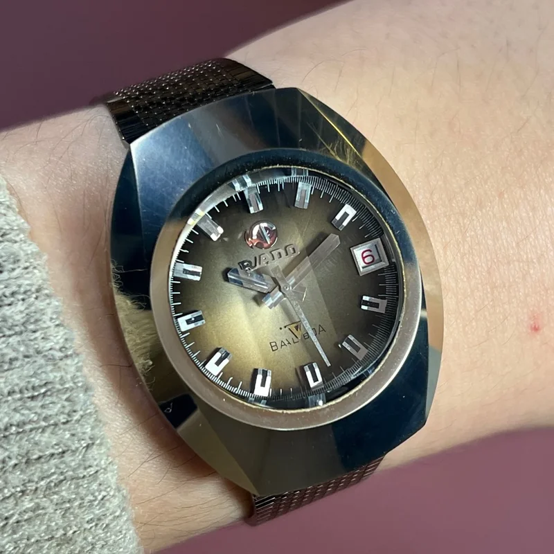 VINTAGE RADO BALBOA V TUNGSTEN BROWN OMBRE DIAL FACETED CRYSTAL LX2579