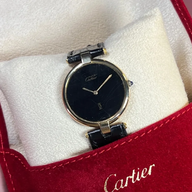 VINTAGE CARTIER VENDOME LM  VERMEIL BLACK SPIDER DIAL