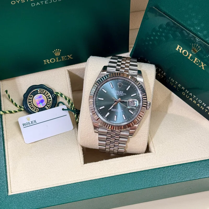 Thumb Datejust 41 Stainless Steel - Fluted / Green / Jubilee