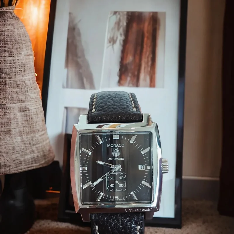 Monaco Calibre 6 Automatic Stainless Steel / Brown / Python