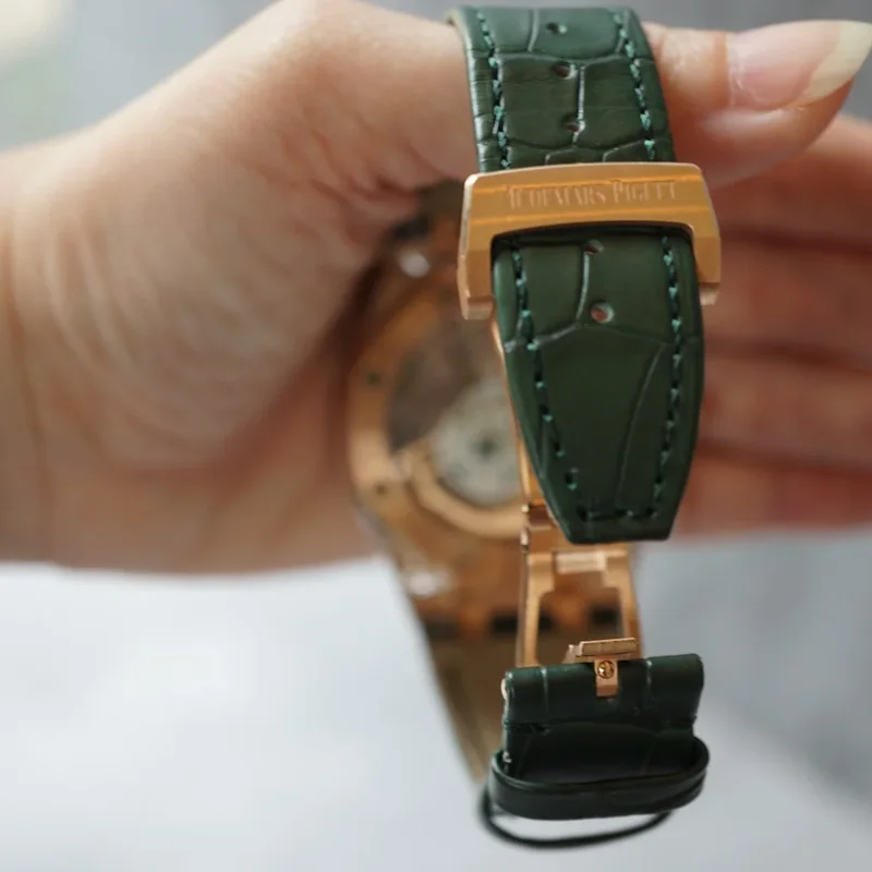 Thumb Royal Oak Chronograph 41 Pink Gold / Green / Strap