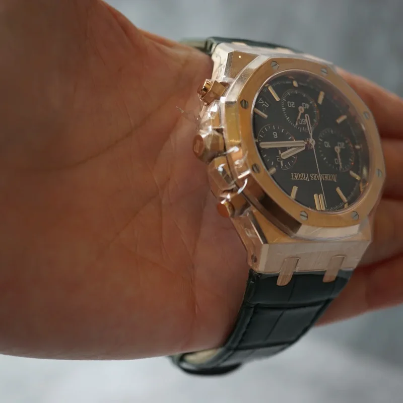 Thumb Royal Oak Chronograph 41 Pink Gold / Green / Strap