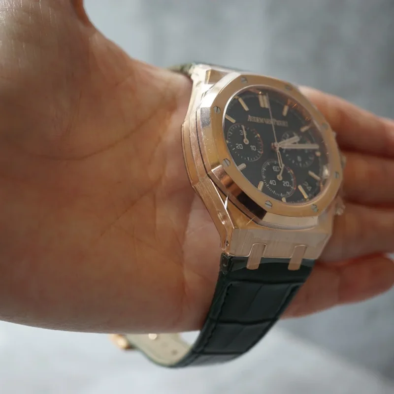 Thumb Royal Oak Chronograph 41 Pink Gold / Green / Strap