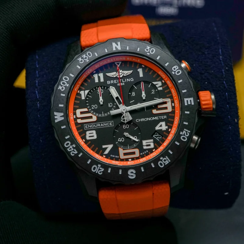 Endurance Pro 44 Black Dial Orange Rubber Strap