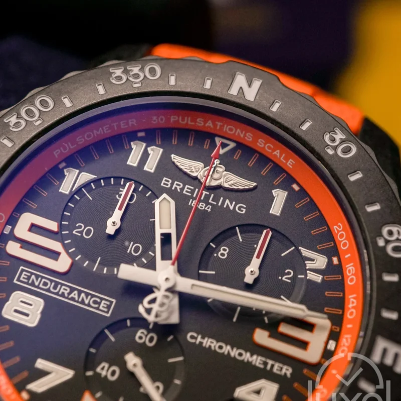 Thumb Endurance Pro 44 Black Dial Orange Rubber Strap