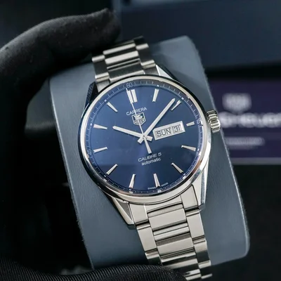 Carrera Calibre 5 Day-Date Blue Dial Steel Bracelet