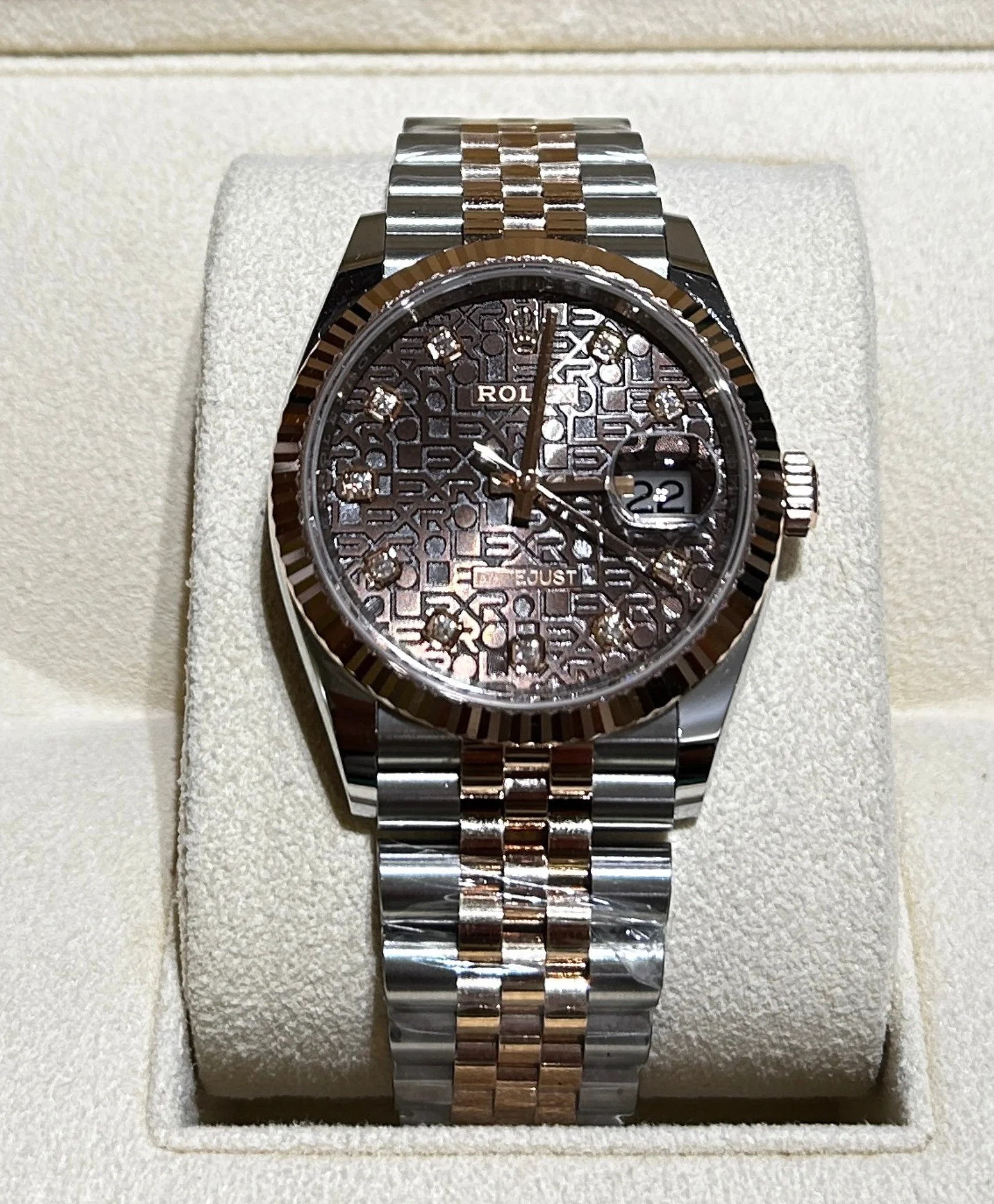 Datejust 36 Stainless Steel / Everose / Fluted / Chocolate Computer / Jubilee