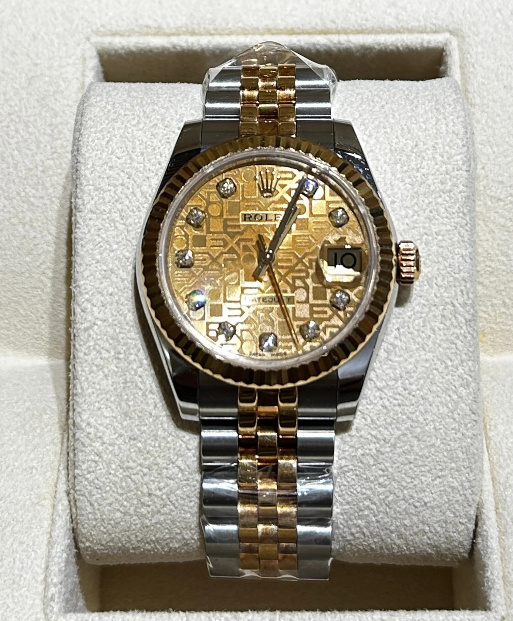 Datejust 31 Rolesor Yellow Fluted / Jubilee / Champagne Computer