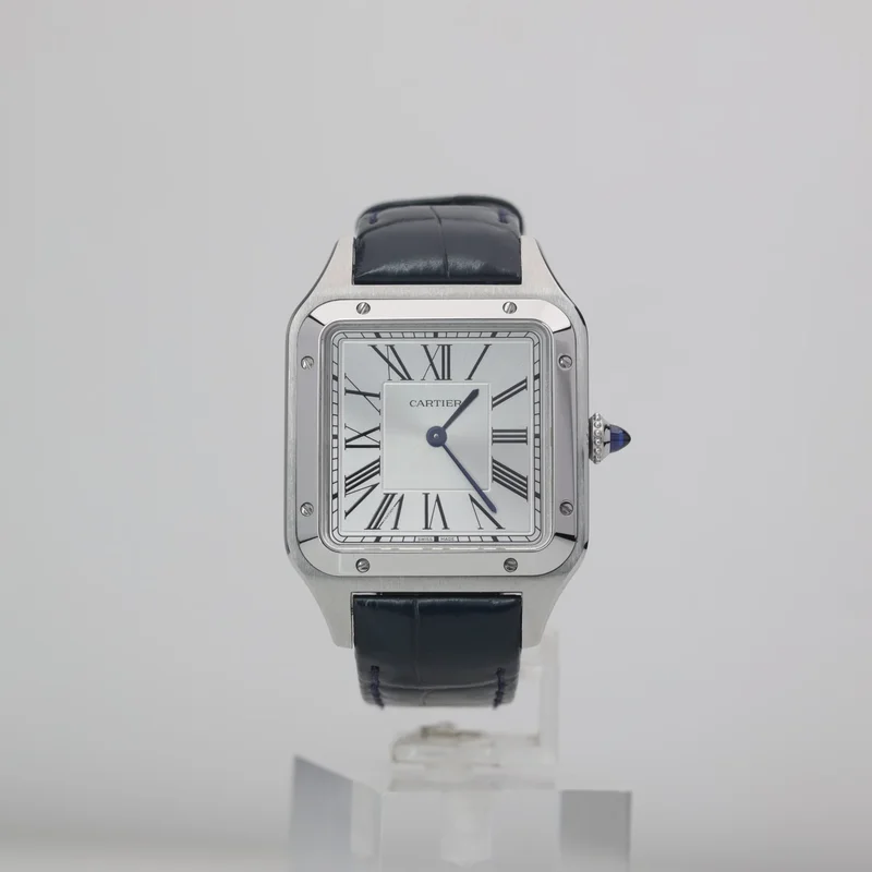 Santos Dumont Large / Blue Alligator Strap