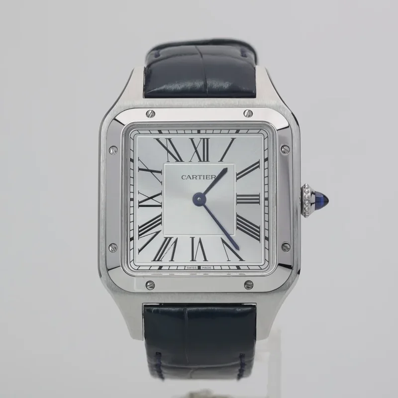 Santos Dumont Large / Blue Alligator Strap