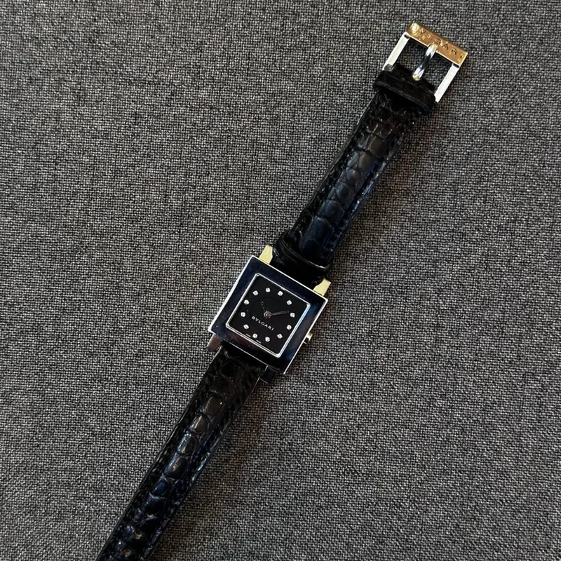 Thumb Quadrato Ladies Stainless Steel / Black-Diamond
