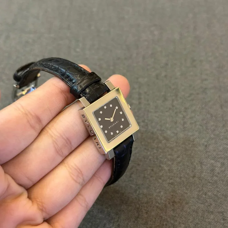 Thumb Quadrato Ladies Stainless Steel / Black-Diamond