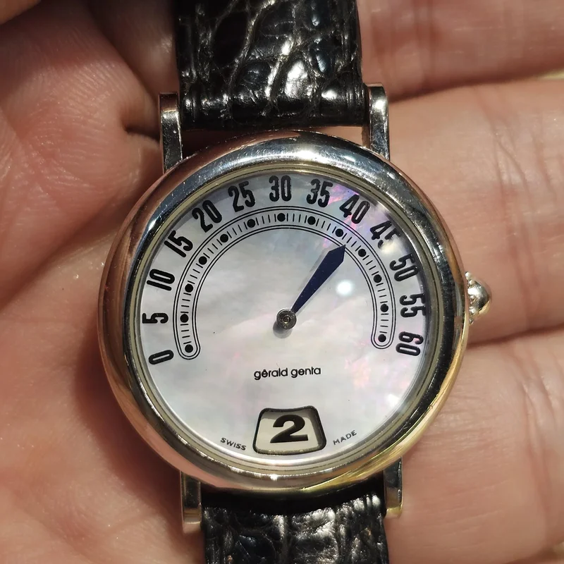 Retro Classic Jumping Hour Stainless Steel / Mother of Pearl