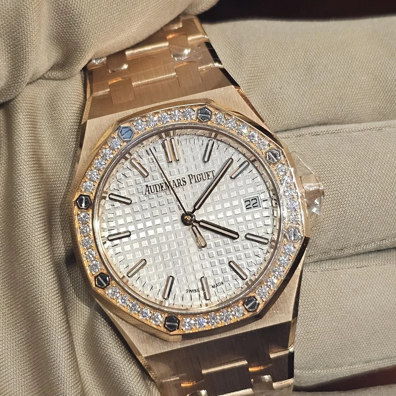 Royal Oak Selfwinding 37 Pink Gold - Diamond / Silver